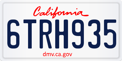 CA license plate 6TRH935