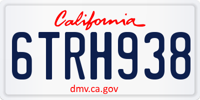 CA license plate 6TRH938