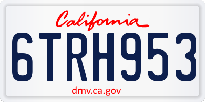 CA license plate 6TRH953