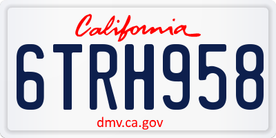 CA license plate 6TRH958