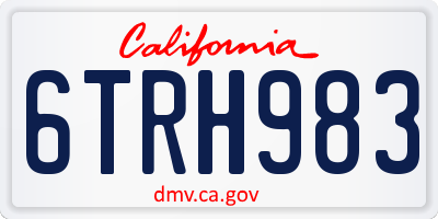 CA license plate 6TRH983