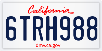 CA license plate 6TRH988