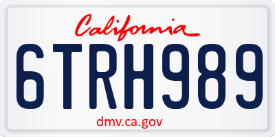 CA license plate 6TRH989