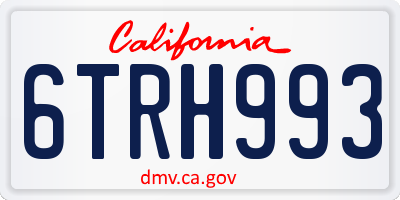 CA license plate 6TRH993