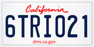 CA license plate 6TRI021