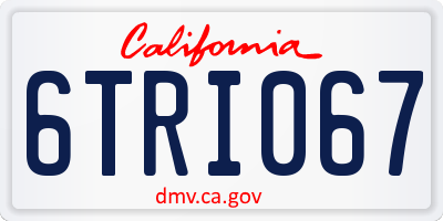 CA license plate 6TRI067