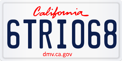 CA license plate 6TRI068