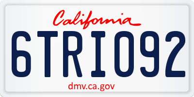 CA license plate 6TRI092