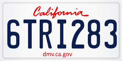 CA license plate 6TRI283