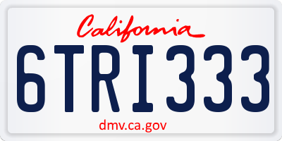 CA license plate 6TRI333