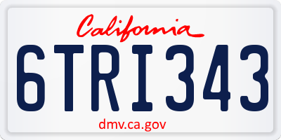 CA license plate 6TRI343