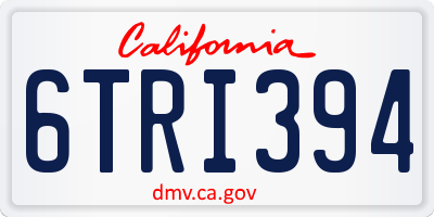CA license plate 6TRI394