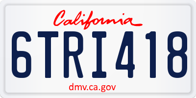 CA license plate 6TRI418
