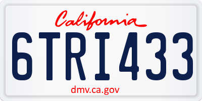 CA license plate 6TRI433