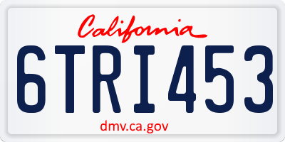 CA license plate 6TRI453