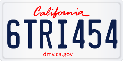 CA license plate 6TRI454