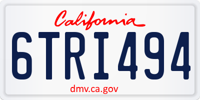 CA license plate 6TRI494
