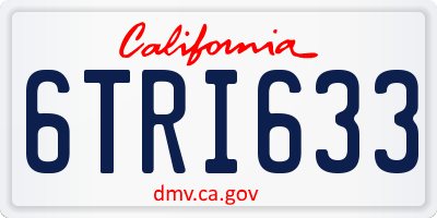CA license plate 6TRI633