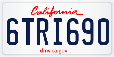 CA license plate 6TRI690