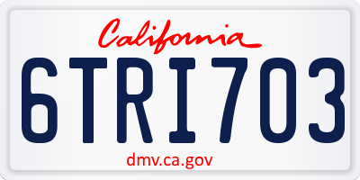 CA license plate 6TRI703