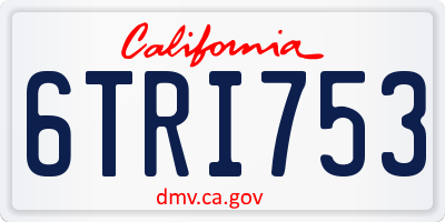 CA license plate 6TRI753