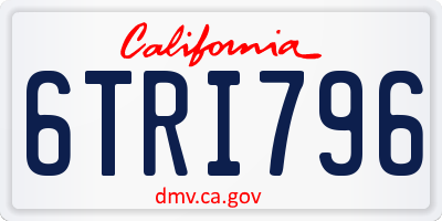 CA license plate 6TRI796