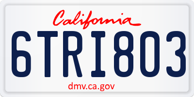 CA license plate 6TRI803
