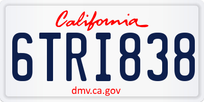 CA license plate 6TRI838