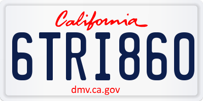 CA license plate 6TRI860