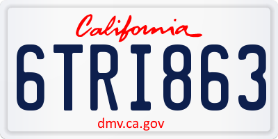 CA license plate 6TRI863