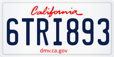 CA license plate 6TRI893