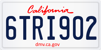 CA license plate 6TRI902