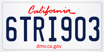 CA license plate 6TRI903