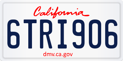 CA license plate 6TRI906