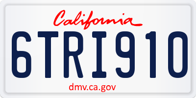 CA license plate 6TRI910