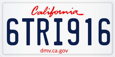 CA license plate 6TRI916