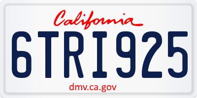 CA license plate 6TRI925