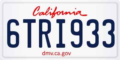 CA license plate 6TRI933