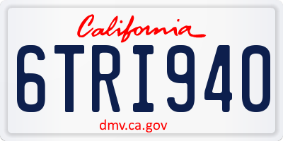 CA license plate 6TRI940