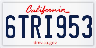 CA license plate 6TRI953
