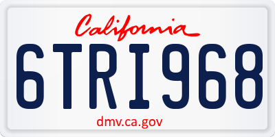 CA license plate 6TRI968