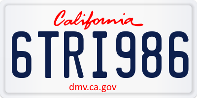 CA license plate 6TRI986