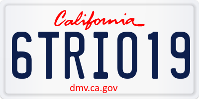 CA license plate 6TRIO19