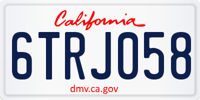 CA license plate 6TRJ058