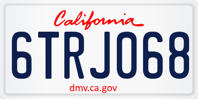 CA license plate 6TRJ068