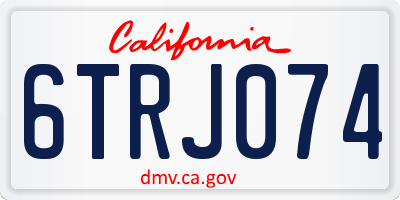 CA license plate 6TRJ074