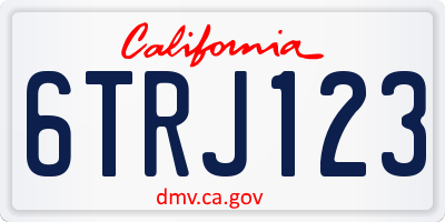 CA license plate 6TRJ123