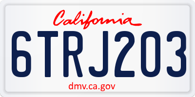 CA license plate 6TRJ203