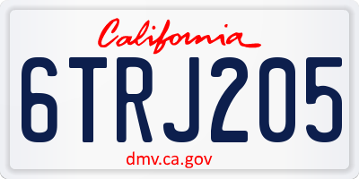 CA license plate 6TRJ205