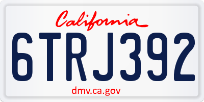CA license plate 6TRJ392